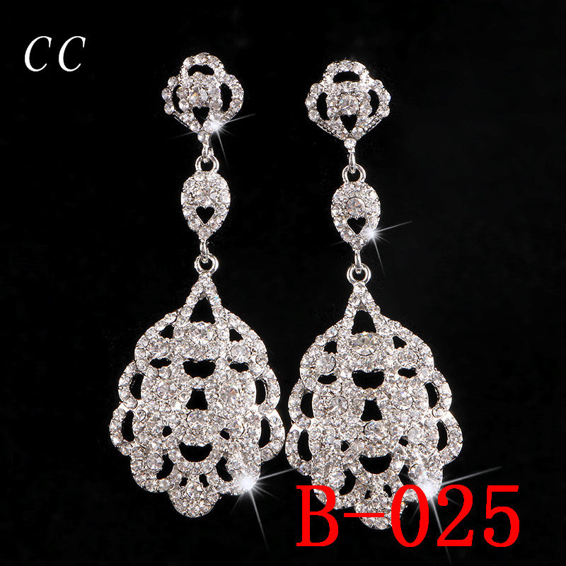Hot Luxury Chandelier Jewellery Gift Top Crystal Long Stud Earring for Women Fashion Wedding Jewelry Bijoux Femme Accessory B025