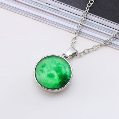 Hot New Arrival Glowing Jewelry Full Moon Necklace Handmade Glass Dome Lunar Eclipse Necklace Glow In The Dark Pendant Jewelry