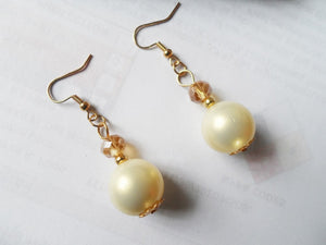{Hot New stype beautiful Champagne gold crystal & Romantic Lucite Gorgeous color Pearl earrings for girls and women good quality
