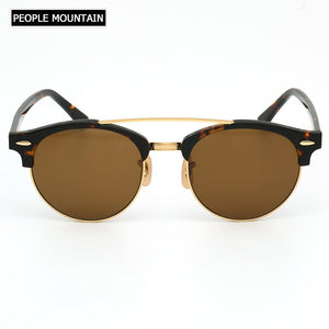 Round Acetate Tortoise Frame Men Sunglasses Lunettes Soleil Femme UV400 Women Sun Glasses Mirror Brown Glass Lenses