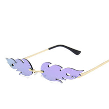 Load image into Gallery viewer, Eyewear  2022 Sun Glasses Small Rimless Fire Flame Shape Sunglasses With a Box for You 9001