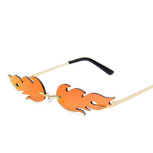 Load image into Gallery viewer, Eyewear  2022 Sun Glasses Small Rimless Fire Flame Shape Sunglasses With a Box for You 9001