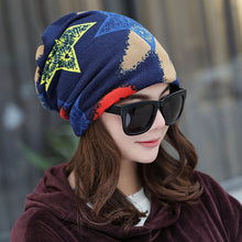 Load image into Gallery viewer, Multifunctional Women&#39;s Thin Hat Scarf Graffiti Star Hip Hop Cap Spring Autumn Headwear Scarf Caps Touca