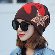 Load image into Gallery viewer, Multifunctional Women&#39;s Thin Hat Scarf Graffiti Star Hip Hop Cap Spring Autumn Headwear Scarf Caps Touca