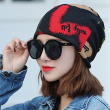 Load image into Gallery viewer, Multifunctional Women&#39;s Thin Hat Scarf Graffiti Star Hip Hop Cap Spring Autumn Headwear Scarf Caps Touca