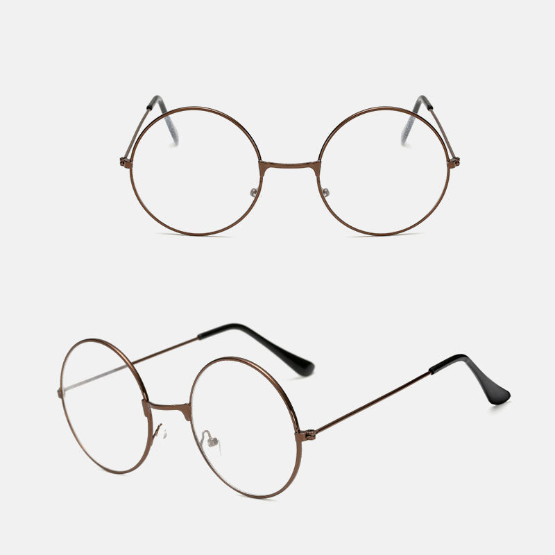 Small Fresh Round Frame Glasses Ladies Art Metal Glasses Simple Classic Flat Mirror All-match Fashionable Glasses