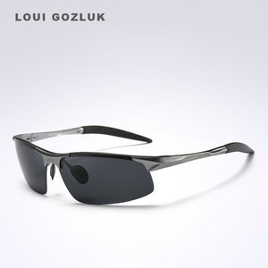 men's aluminum-magnesium car drivers Half-frame goggles anti-glare sunglasses Polarized Driving Gozluk erkek