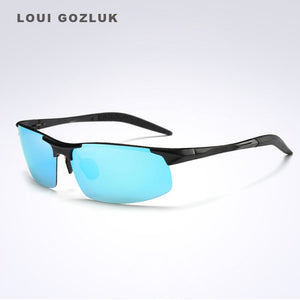 men's aluminum-magnesium car drivers Half-frame goggles anti-glare sunglasses Polarized Driving Gozluk erkek