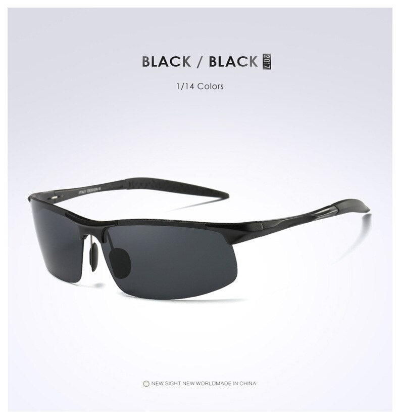 men's aluminum-magnesium car drivers Half-frame goggles anti-glare sunglasses Polarized Driving Gozluk erkek