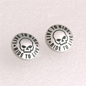 Hot Selling 316L Stainless Steel Ride To Live Biker Skull Girls Earrings