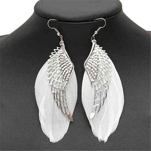 Hot Selling Alloy Angel Wing Feather Dangle Earring Fashion Jewelry Chandelier Drop Long Earrings For Women Gilrs jewelry party