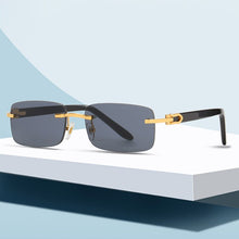 Load image into Gallery viewer, Selling Buffalo Horn Glasses Men Sport Eyeglasses Decor Rimless Alloy Frame Buffalo Wood Legs Men Sunglasses