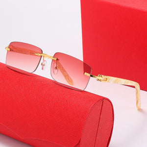Selling Buffalo Horn Glasses Men Sport Eyeglasses Decor Rimless Alloy Frame Buffalo Wood Legs Men Sunglasses