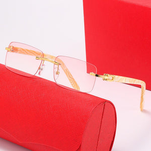Selling Buffalo Horn Glasses Men Sport Eyeglasses Decor Rimless Alloy Frame Buffalo Wood Legs Men Sunglasses