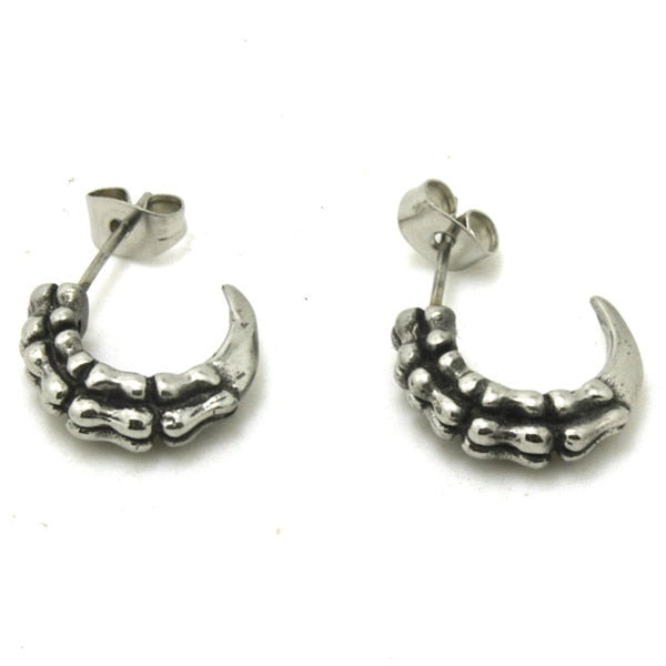 Hot Selling Ghost Bone Teeth Co Earrings 316L Stainless Steel Band Party Rock Animal Bone Stud Earrings