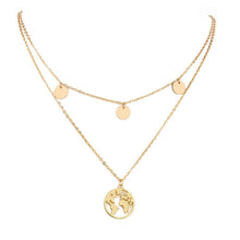 Carica l&#39;immagine nel visualizzatore di Gallery, Vendita calda rotonda vuota multi doppi strati mappa del mondo collana moda viaggio all&#39;aperto amante terra D regalo gioielli personalizzati 