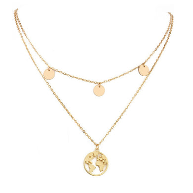 Vendita calda rotonda vuota multi doppi strati mappa del mondo collana moda viaggio all'aperto amante terra D regalo gioielli personalizzati 