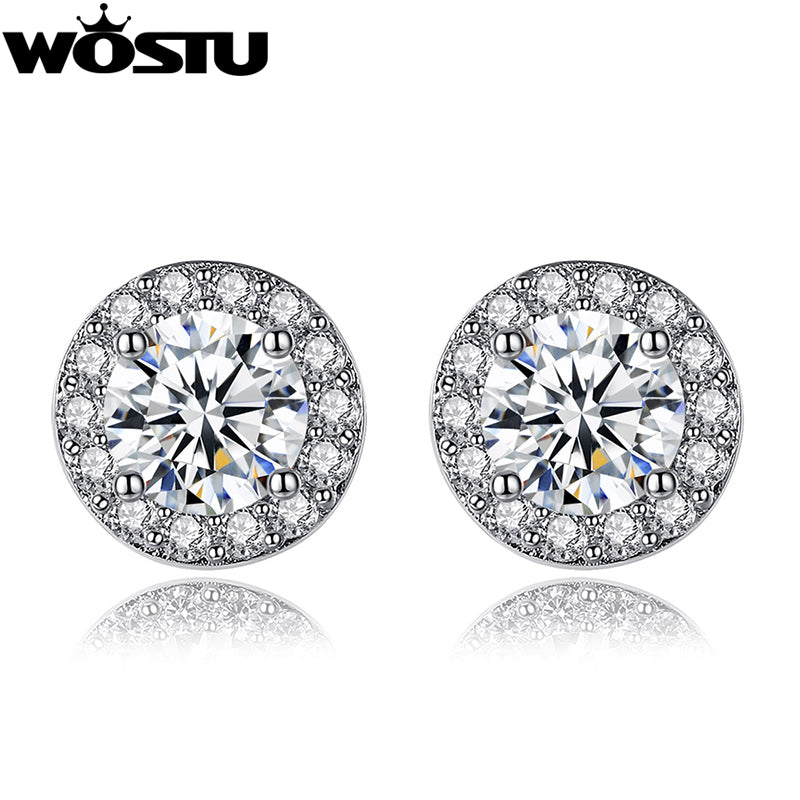 Hot Simple Silver Cold Round Shape Stud Earrings with AAA Zircon for Women Anniversary Fashion Jewelry XCNE092