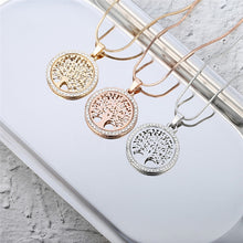 Carica l&#39;immagine nel visualizzatore di Gallery, Tree of Life Crystal Round Small Pendant Necklace Gold Silver Color Bijoux Collier Elegant Women Jewelry Gifts