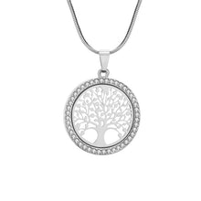 Carica l&#39;immagine nel visualizzatore di Gallery, Tree of Life Crystal Round Small Pendant Necklace Gold Silver Color Bijoux Collier Elegant Women Jewelry Gifts