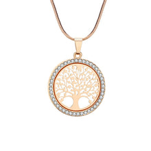 Carica l&#39;immagine nel visualizzatore di Gallery, Tree of Life Crystal Round Small Pendant Necklace Gold Silver Color Bijoux Collier Elegant Women Jewelry Gifts