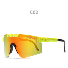 Load image into Gallery viewer, pit viper flat top eyewear tr90 black frame mirrored lens windproof sport  polarized sunglasses for man / woman uv400