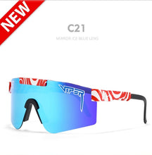 Load image into Gallery viewer, pit viper flat top eyewear tr90 black frame mirrored lens windproof sport  polarized sunglasses for man / woman uv400