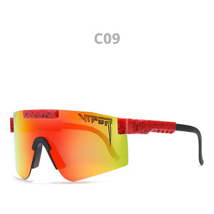 pit viper flat top eyewear tr90 black frame mirrored lens windproof sport  polarized sunglasses for man / woman uv400