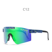 Load image into Gallery viewer, pit viper flat top eyewear tr90 black frame mirrored lens windproof sport  polarized sunglasses for man / woman uv400