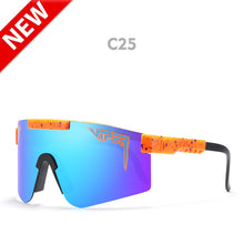 Load image into Gallery viewer, pit viper flat top eyewear tr90 black frame mirrored lens windproof sport  polarized sunglasses for man / woman uv400