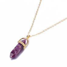 Load image into Gallery viewer, Hexagonal Column Quartz Necklaces Pendants Fashion Natural Stone Bullet Pink Crystal Pendant Necklace For Women Jewelry