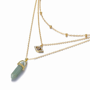 Hexagonal Column Quartz Necklaces Pendants Fashion Natural Stone Bullet Pink Crystal Pendant Necklace For Women Jewelry