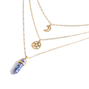 Hexagonal Column Quartz Necklaces Pendants Fashion Natural Stone Bullet Pink Crystal Pendant Necklace For Women Jewelry