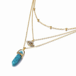 Hexagonal Column Quartz Necklaces Pendants Fashion Natural Stone Bullet Pink Crystal Pendant Necklace For Women Jewelry