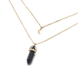 Hexagonal Column Quartz Necklaces Pendants Fashion Natural Stone Bullet Pink Crystal Pendant Necklace For Women Jewelry