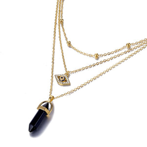 Hexagonal Column Quartz Necklaces Pendants Fashion Natural Stone Bullet Pink Crystal Pendant Necklace For Women Jewelry