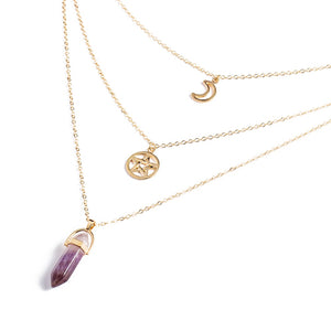 Hexagonal Column Quartz Necklaces Pendants Fashion Natural Stone Bullet Pink Crystal Pendant Necklace For Women Jewelry