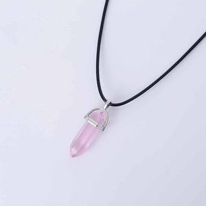 Hexagonal Column Quartz Necklaces Pendants Fashion Natural Stone Bullet Pink Crystal Pendant Necklace For Women Jewelry