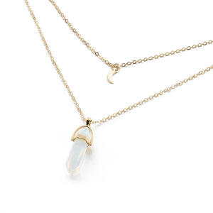 Hexagonal Column Quartz Necklaces Pendants Fashion Natural Stone Bullet Pink Crystal Pendant Necklace For Women Jewelry