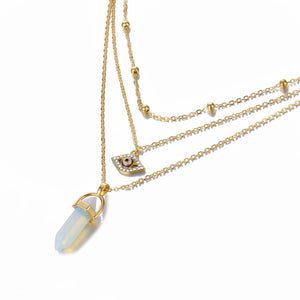 Hexagonal Column Quartz Necklaces Pendants Fashion Natural Stone Bullet Pink Crystal Pendant Necklace For Women Jewelry