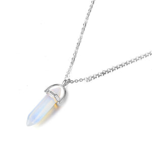 Hexagonal Column Quartz Necklaces Pendants Fashion Natural Stone Bullet Pink Crystal Pendant Necklace For Women Jewelry