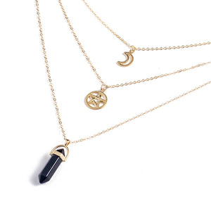 Hexagonal Column Quartz Necklaces Pendants Fashion Natural Stone Bullet Pink Crystal Pendant Necklace For Women Jewelry