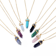 Load image into Gallery viewer, Hexagonal Column Quartz Necklaces Pendants Fashion Natural Stone Bullet Pink Crystal Pendant Necklace For Women Jewelry