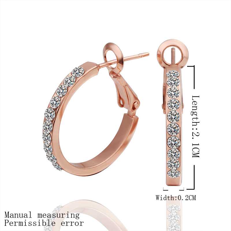 Hot sell gold color Earring Fine Fashion Nickel Free Tin Alloy Rhinestone Czech women hoop Jewelry Earring SMTPE389