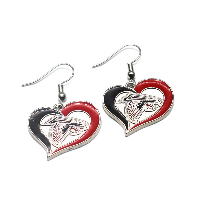 Hot selling 6 pair/lot USA Atlanta Falcons Football Earring Team Sports Long ear hook Drop Earrings for Women Fans