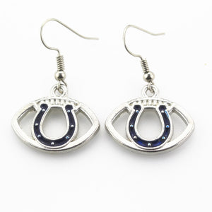 Hot selling 6 pair/lot USA Indianapolis colts Football Earring Team Sports Long ear hook Drop Earrings for Women Fans