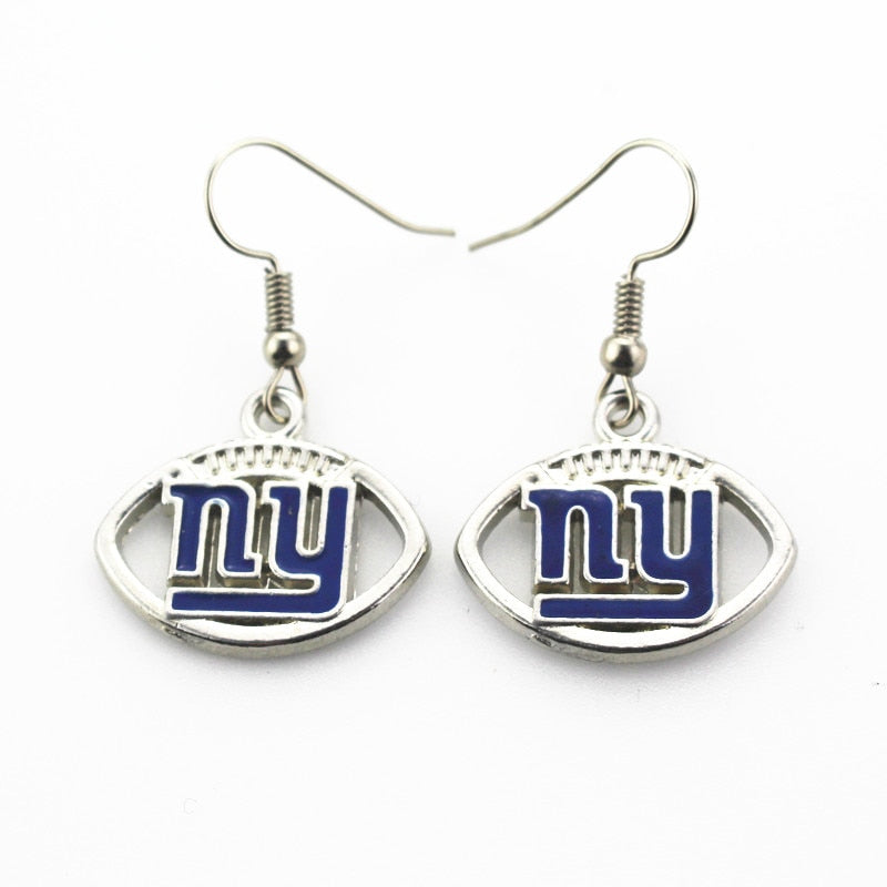 Hot selling 6 pair/lot USA NEW YORK GIANTS Football Earring Team Sports Long ear hook Drop Earrings for Women Jewelry