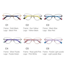 Load image into Gallery viewer, Hotochki Women Blue Light Blocking Glasses Frame for Female Prescription UV400 Full Rim Alloy Cat Eye Anti-Reflective Spectacles