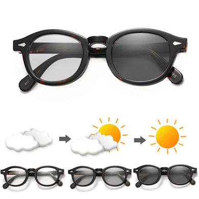 HotJohnny Depp Photochromy Gray Sunglasses L M S Sizes Driving Glasses for Prescription 0--- -6.00/0 --- -2.00