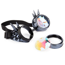 Load image into Gallery viewer, selling Kaleidoscope Rainbow Glasses Crystal Lenses Men Women Rivet Steampunk Goggles Cosplay Vintage Gothic Eyewear
